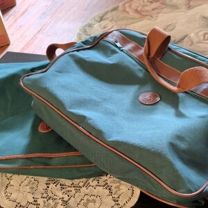 2 Ralph Lauren Green Canvas Messenger Bags with Brown Accents